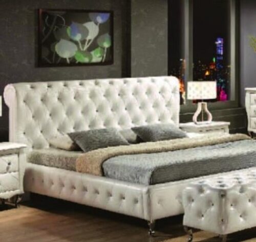 QN Size Leatherette Tufted Platform Bed