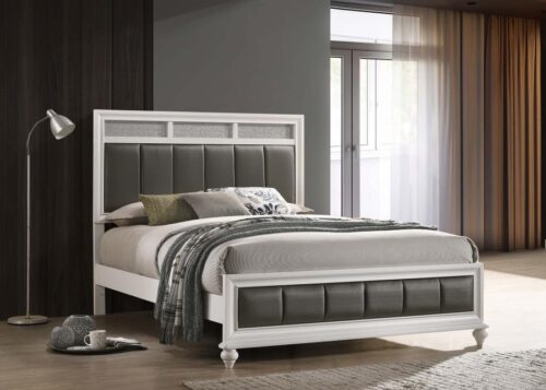 Queen Upholstered Panel Bed - White