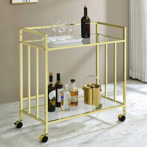 Glass Shelf Metal Bar Cart